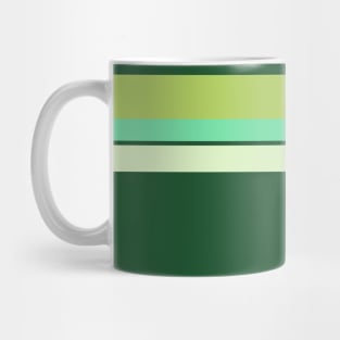 An incomparable miscellany of Salem, Seafoam Blue, Very Light Green, Cal Poly Pomona Green and June Bud stripes. Mug
